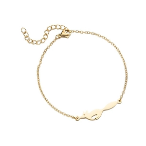 Golden stainless steel chain bracelet featuring a geometric fox pendant with adjustable clasp