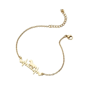 Goldenes Herzschlag-Armband mit Pferdeanhänger aus hochwertigem Edelstahl