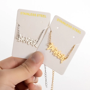 Gothic stainless steel letter pendant necklace set in gold and silver finish