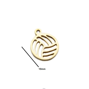 Polished 10mm stainless steel volleyball pendant with hollow design for jewelry making