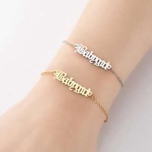 Babygirl Buchstaben Armband Edelstahl Gotische Schrift Vintage Französischer Stil Namensschild Mode Schmuck Damen Mädchen