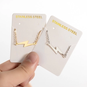Minimalist stainless steel lightning bolt pendant bracelets in gold and silver finish