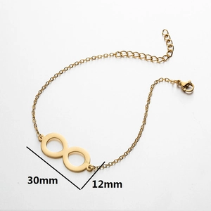Bracelet infini en acier inoxydable doré pour femme avec pendentif de 30mm