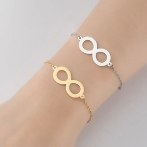 Bracelet Pendentif Symbole Infini En Acier Inoxydable Pour Femmes Chaîne Réglable Minimaliste Bijoux De Mode