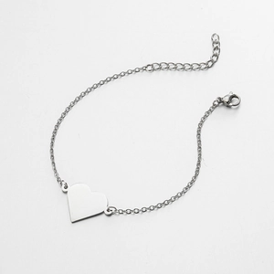 Polished 18K gold-plated stainless steel heart pendant bracelet for women gift