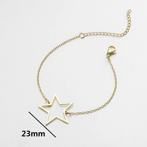 Minimalist gold stainless steel chain bracelet with a 23mm cutout star pendant