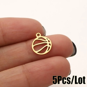 Hollow stainless steel basketball pendant charm for DIY jewelry and necklaces
