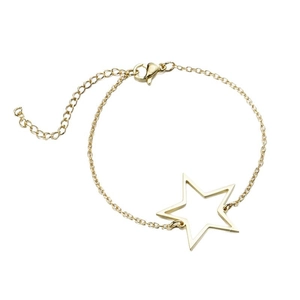 Minimalist gold star pendant bracelet with adjustable lobster clasp and O-chain for women