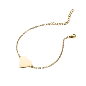 Minimalist 18K gold plated heart pendant bracelet with lobster clasp and adjustable chain