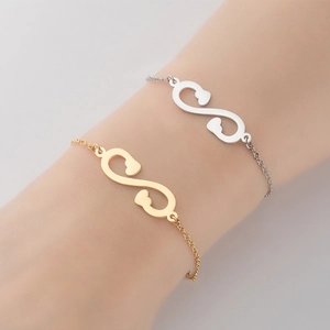 Bracelet Cœur Infini Acier Inoxydable Creux Géométrique Bijoux Minimalistes Pour Femmes Accessoires Élégants Quotidiens Réglable