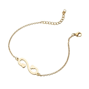 Bracelet infini et cœur en acier inoxydable doré avec chaîne réglable et fermoir mousqueton