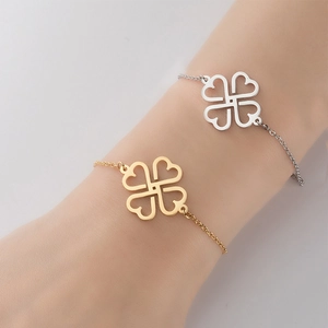 Edelstahl Herz Kleeblatt Armband Für Damen Hohler Kleeblatt Anhänger Verstellbare Kette Modeschmuck Mutter Geschenk