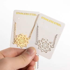 Gold and silver stainless steel mandala flower pendant necklaces in sacred geometry style
