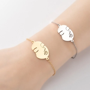 Bracelet Pendentif Contour Visage Abstrait Bijoux En Acier Inoxydable Moderne Minimaliste Pour Femmes Design De Niche