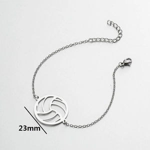 Bracelet pendentif volleyball en acier inoxydable avec breloque ronde creuse de 23mm