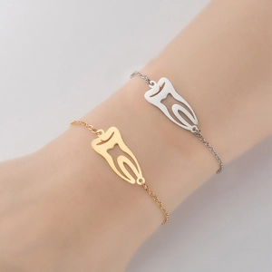 Tooth Pendant Bracelet Stainless Steel Hollow Out Minimalist Dental Theme Professional Jewelry For Women Men Gift