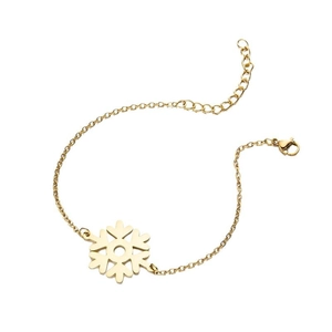 Winter snowflake pendant bracelet in gold finish with adjustable lobster clasp