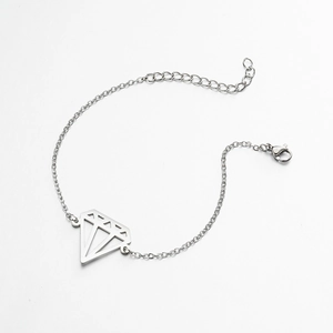 Minimalist stainless steel bracelet with hollow origami diamond pendant and lobster clasp