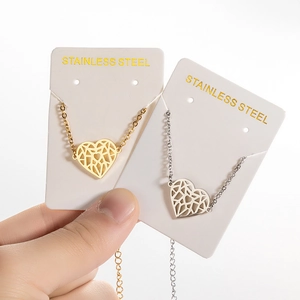 Minimalist stainless steel hollow heart pendant bracelet in gold and silver finishes