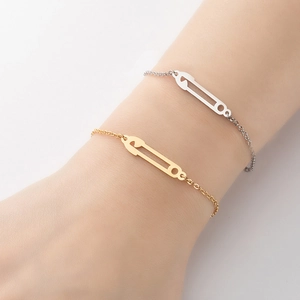 Bracelet Pendentif Épingle De Nourrice Minimaliste Acier Inoxydable Réglable Chaîne Trombone Bijoux Mode Femme