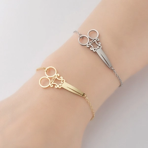 Scissor Pendant Bracelet Stainless Steel Link Chain Adjustable Gothic Punk Jewelry For Women Men