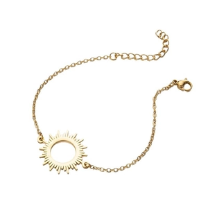 Bracelet minimaliste en acier inoxydable doré 18K avec pendentif soleil et fermoir