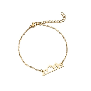 Gold stainless steel mountain peak pendant bracelet with adjustable chain for women