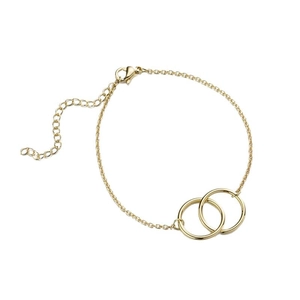 Minimalist double ring geometric pendant bracelet in 18K gold plated stainless steel