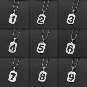 Arabic Number Pendant Necklace Stainless Steel Hollow Out Numeric Charm Hip Hop Minimalist Jewelry For Men Women