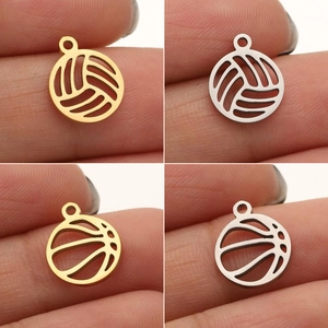 Hollow Basketball Volleyball Pendants Stainless Steel Charms For DIY Necklace Bracelet Sports Jewelry Making