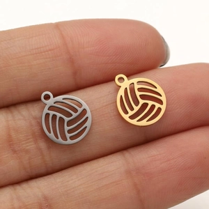 Stainless steel volleyball pendants in gold and silver for DIY jewelry making