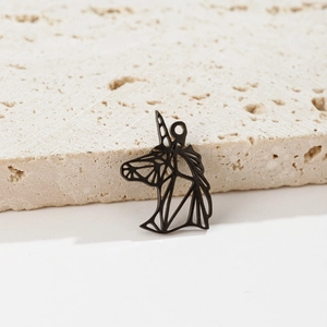 Minimalist black geometric unicorn pendant charms for jewelry making DIY craft projects