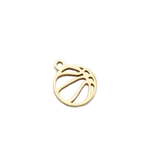 Golden cutout basketball pendant in stainless steel for DIY jewelry making