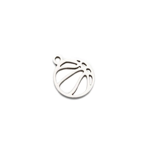Minimalist stainless steel hollow basketball pendant accessory for DIY jewelry necklaces