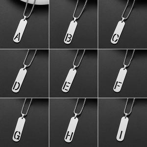 Collier Pendentif Lettre Initiale Acier Inoxydable Chaîne De Boîte Creuse Hip Hop Streetwear Pour Hommes Femmes Couleur Argent