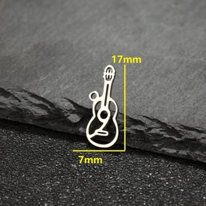 Minimalist stainless steel hollow guitar pendant measuring 17mm by 7mm for jewelry DIY