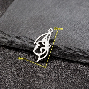 Punk vintage silver face silhouette pendant measuring 20mm by 9mm for DIY jewelry