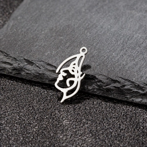 Punk vintage silver face silhouette hollow metal pendant for DIY jewelry making