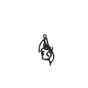 Minimalist punk style hollow female profile pendant in black alloy for DIY jewelry