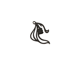 Minimalist black stainless steel female profile silhouette pendant for DIY necklace making