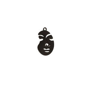 Set of 5 black abstract metal face mask charms with minimalist hollow design for DIY jewelry