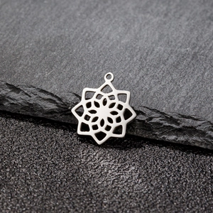 Mandala hollow geometric flower pendant in stainless steel for DIY jewelry making