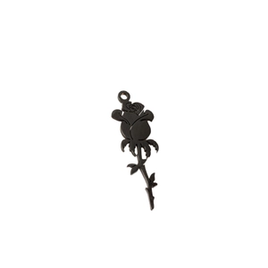 Realistic black 18k gold-plated stainless steel rose flower pendant for necklaces