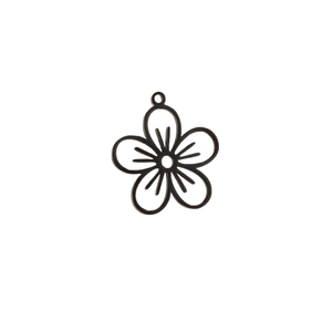 Minimalist 18K gold hollow flower pendant with five petals and round hanging ring