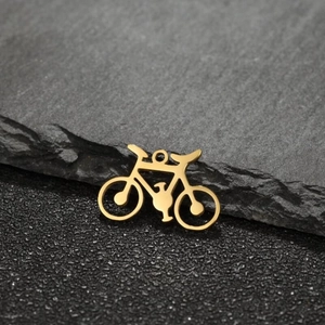 Minimalist 18k gold-plated bicycle pendant charm for DIY jewelry necklaces and bracelets