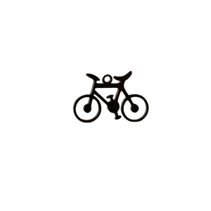 Minimalist black stainless steel bicycle pendant with a sleek silhouette and top bail