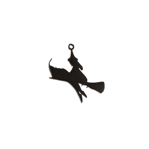 Gothic black witch on broomstick stainless steel pendant for Halloween jewelry DIY