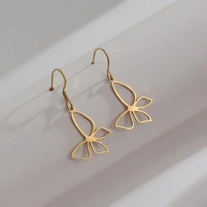 Elegante goldene Schmetterlings-Ohrringe aus Edelstahl mit minimalistischem Haken-Design