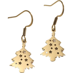 Boucles d'oreilles sapin de Noël dorées avec design ajouré en forme d'étoile