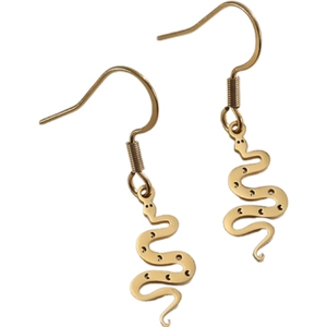 Elegant gold stainless steel hollow snake dangle earrings with stylish fishhook ear wires